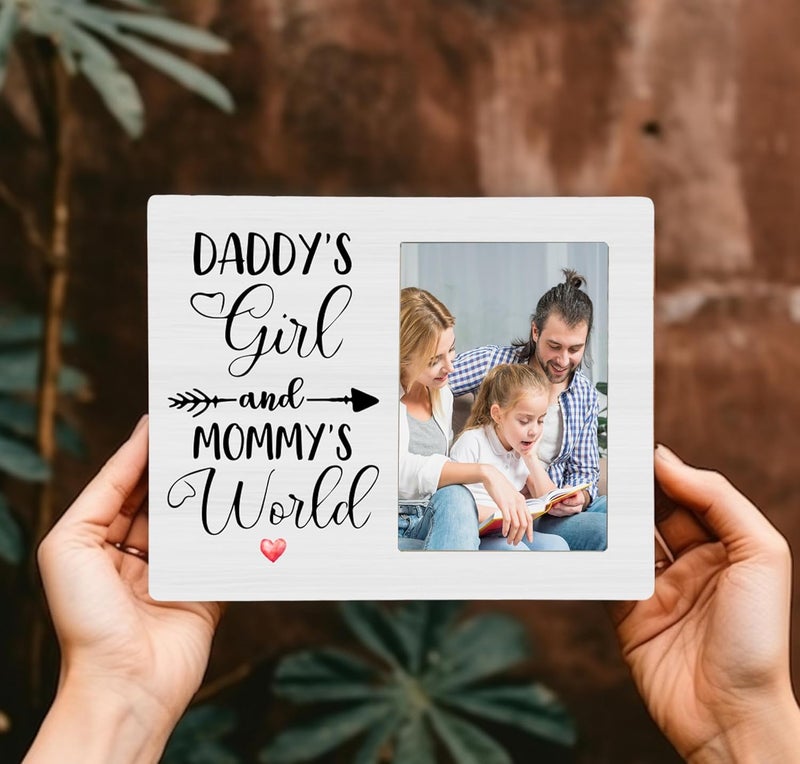 CAIFZ Daddy's Girl and Mommy's World Picture Frame, New Baby Photo Frame Gifts for Daughter, 4x6 inch Photo - Image 2